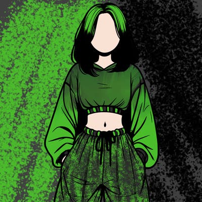 realistic girl faceless with baggy pants and a crop top