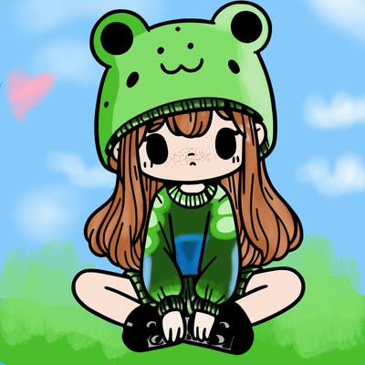 a girl wearing a frog hat and some frog socks