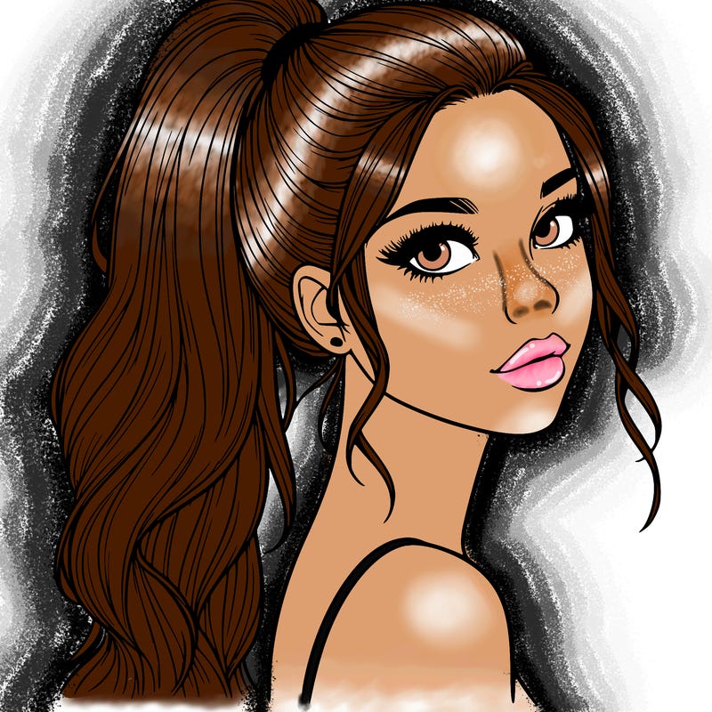 realistic pretty girl with high pony tail