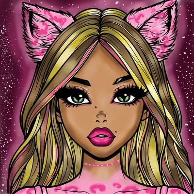 realistic girl with fox ears and realistic lips