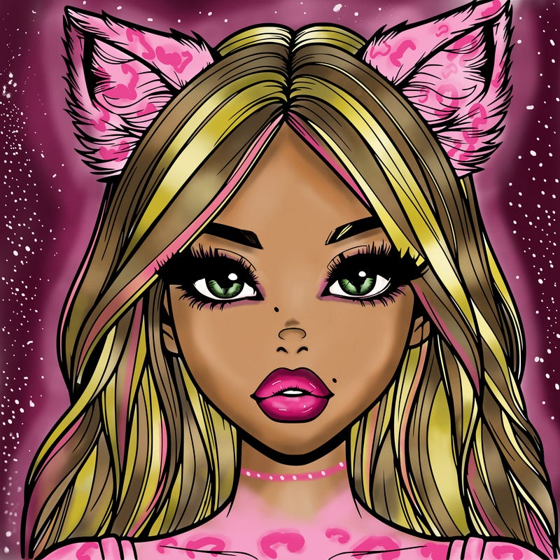 realistic girl with fox ears and realistic lips