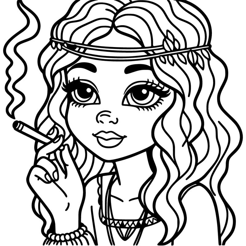 smoking girl hippie