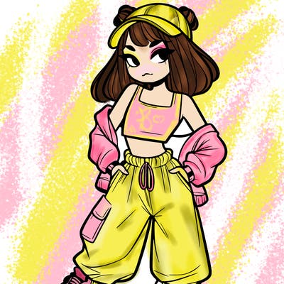 girl in crop top and baggy pants