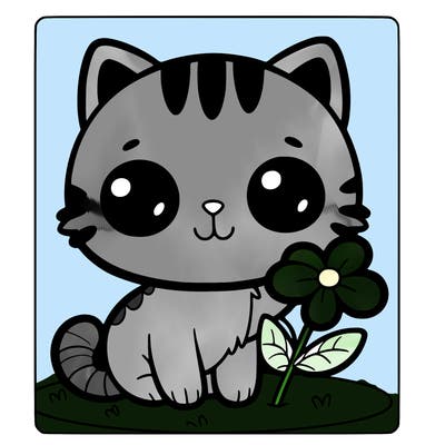 a kitty with a flower