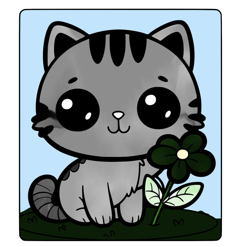 a kitty with a flower