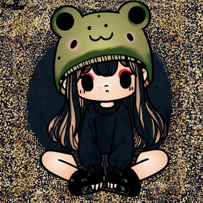 a girl wearing a frog hat and some frog socks