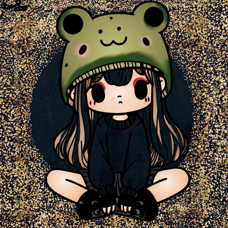 a girl wearing a frog hat and some frog socks