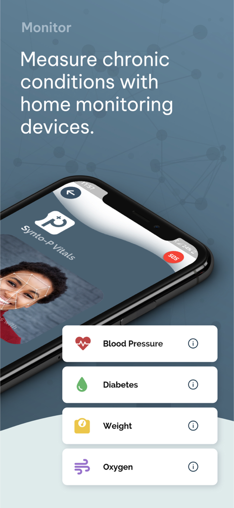 Syntro-P - Syntro-P app interface for monitoring health vitals including blood pressure diabetes weight and oxygen