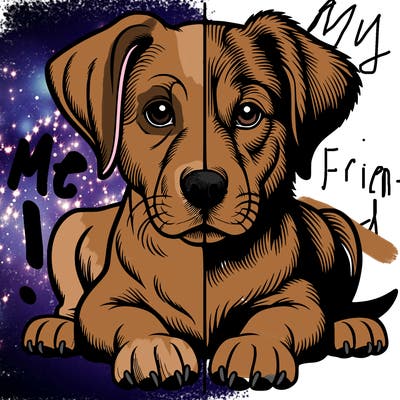 realistic dog split picture