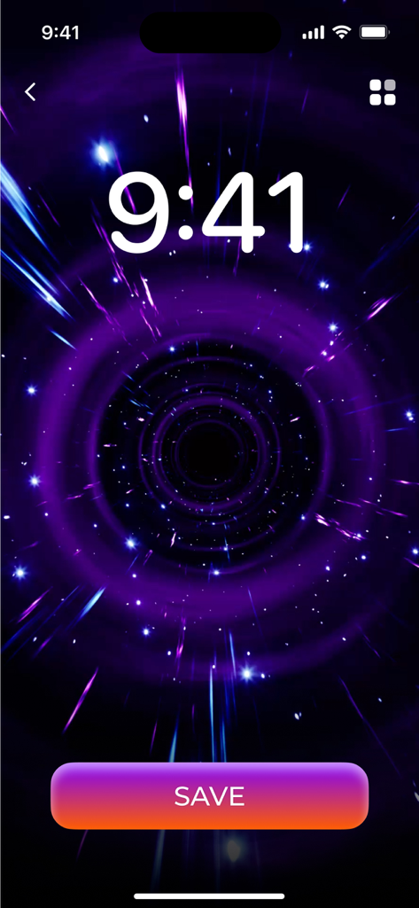 Charging Animation for Battery - Preview of a futuristic purple wormhole charging animation on a mobile screen
