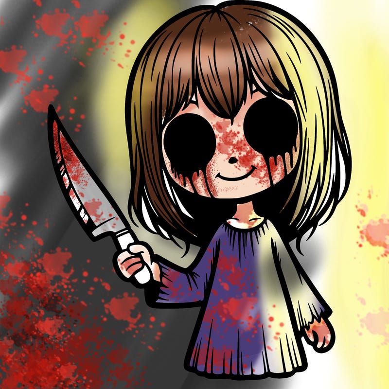 creepy girl with knife