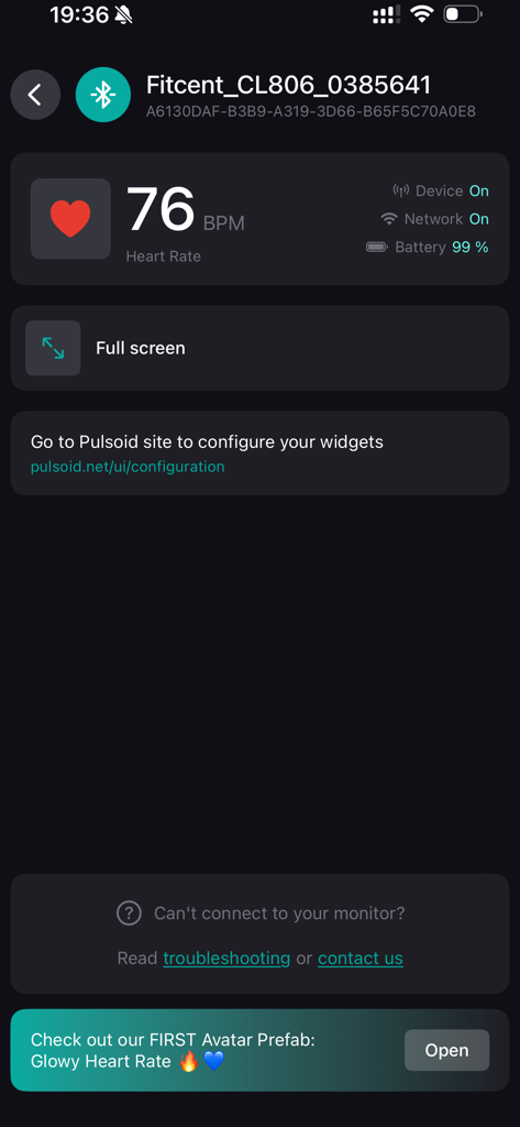 Pulsoid - Real-time heart rate monitoring dashboard in the Pulsoid app for content creators.