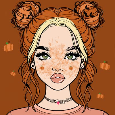 realistic girl with two buns in hair and lips