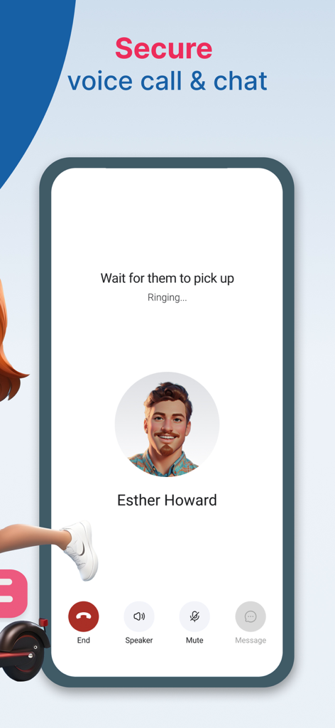 Palphone - Palphone mobile app screen showing a secure anonymous voice call in progress