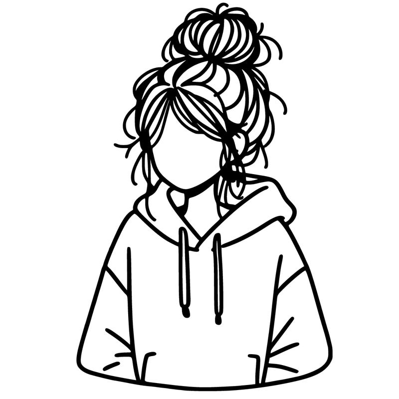 girl with messy hair bun with oversized hoodie