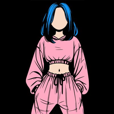 realistic girl faceless with baggy pants and a crop top