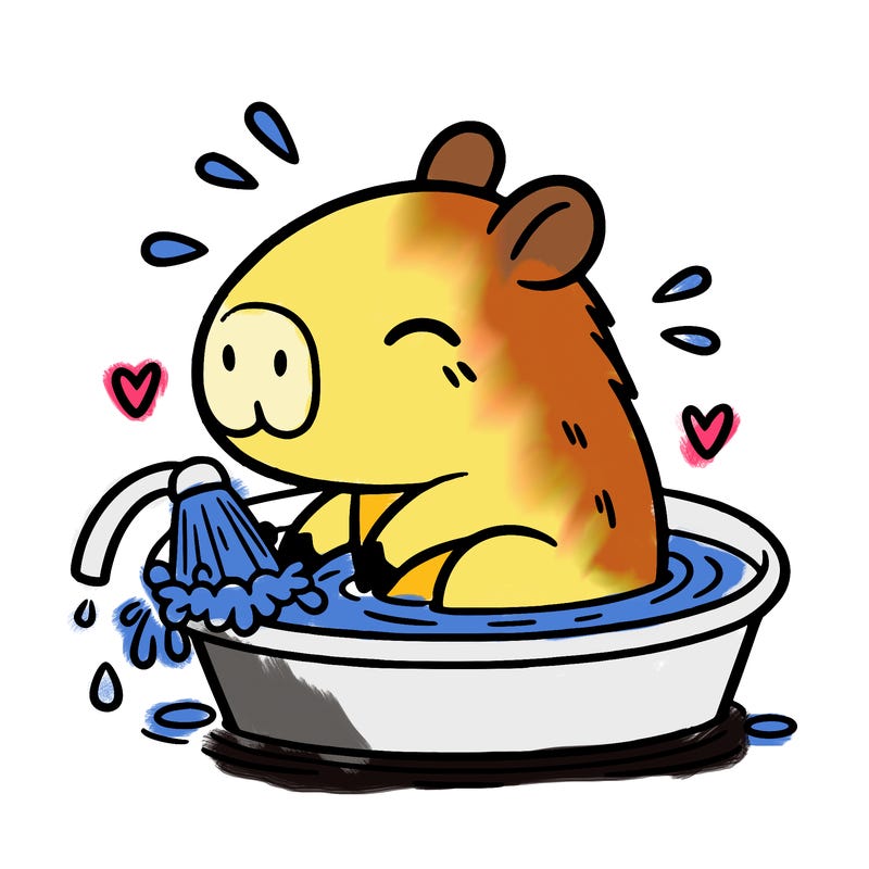 capybara taking a bath