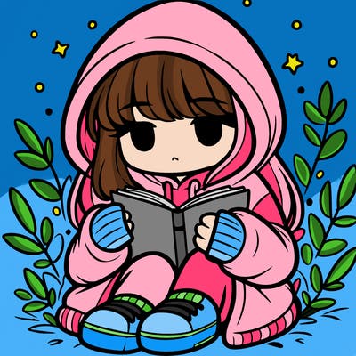 girl in oversized hoodie reading a book