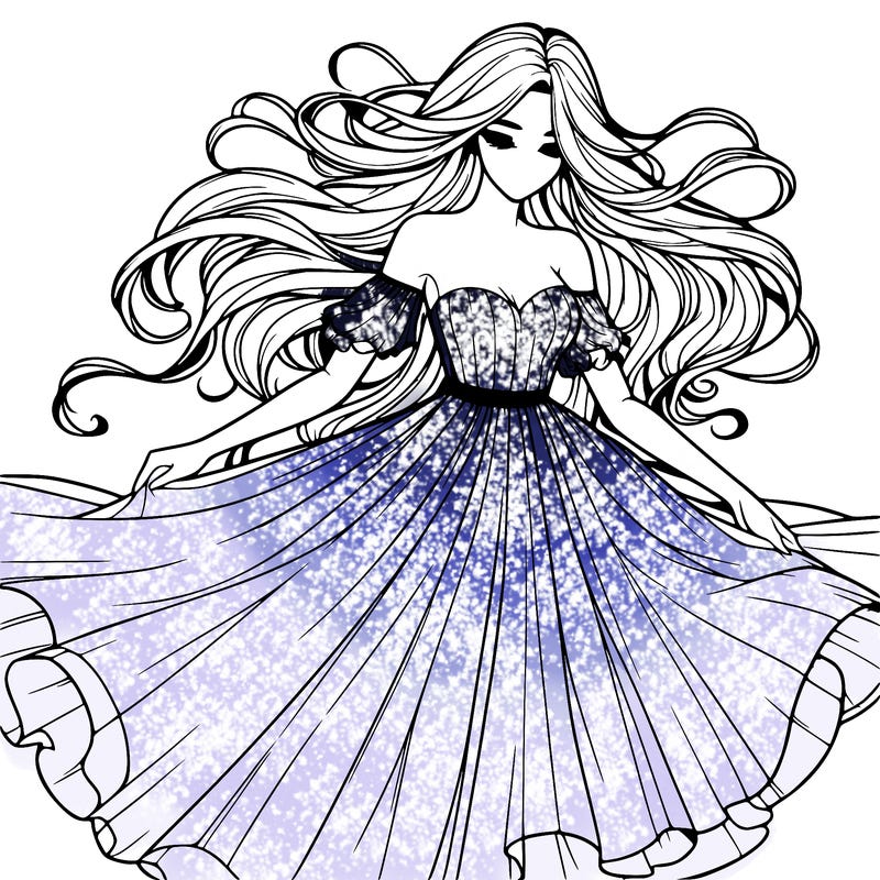 realistic woman wearing a dress that's flowing in the wind