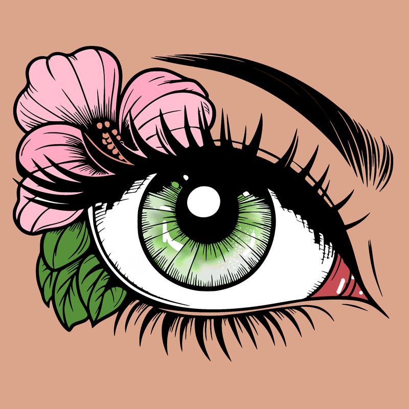 realistic eye with flower