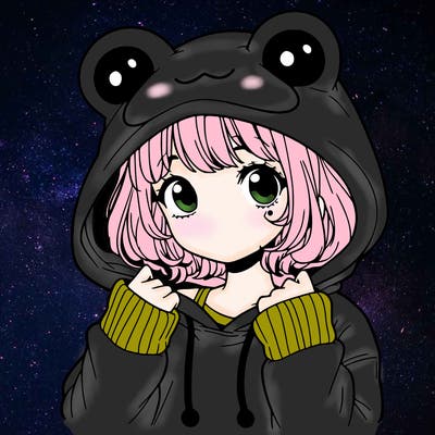 a cute teenage girl wearing a frog hoodie