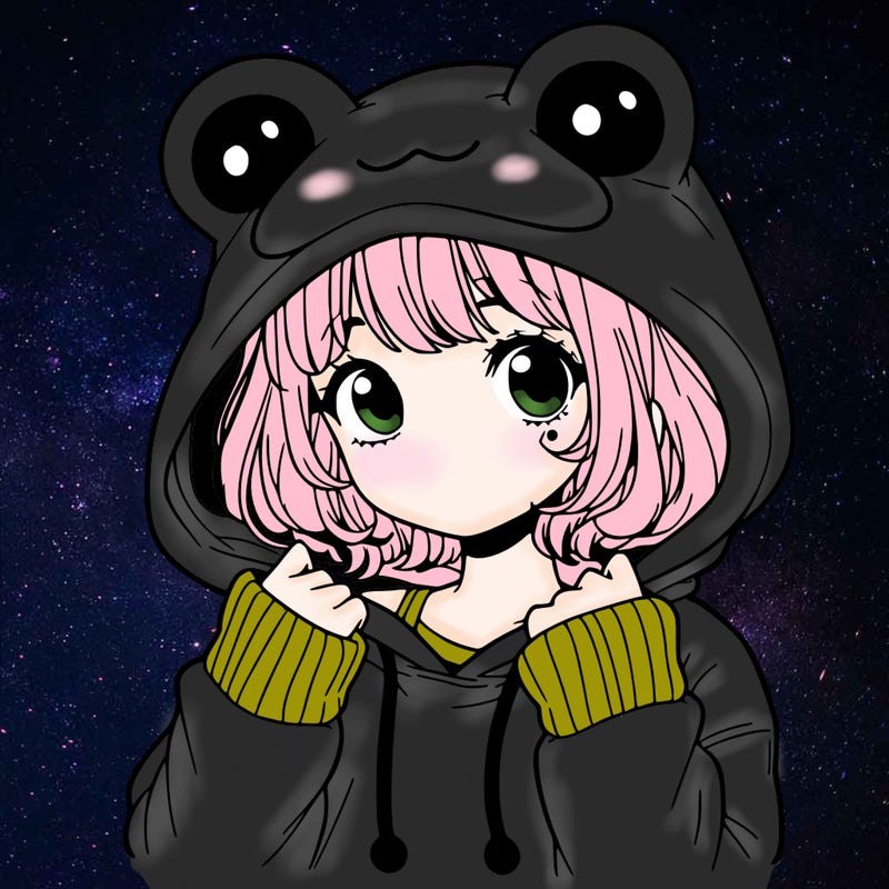 a cute teenage girl wearing a frog hoodie