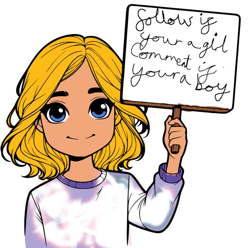 realistic girl holding up a sign