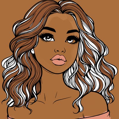 realistic girl with wavy hair and lips
