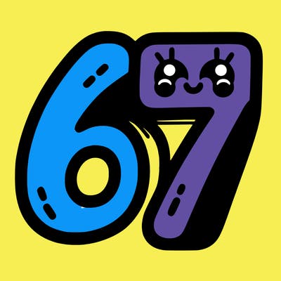 the numbers 67