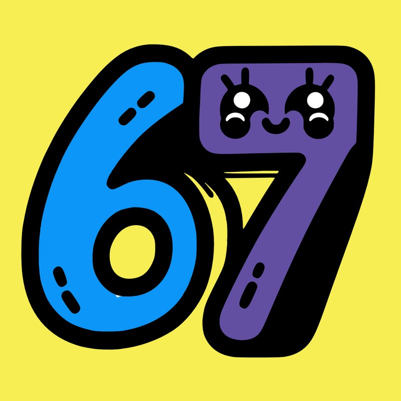 the numbers 67