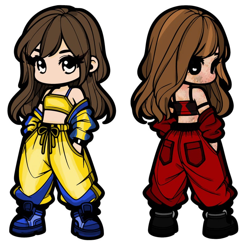 girl in crop top and baggy pants