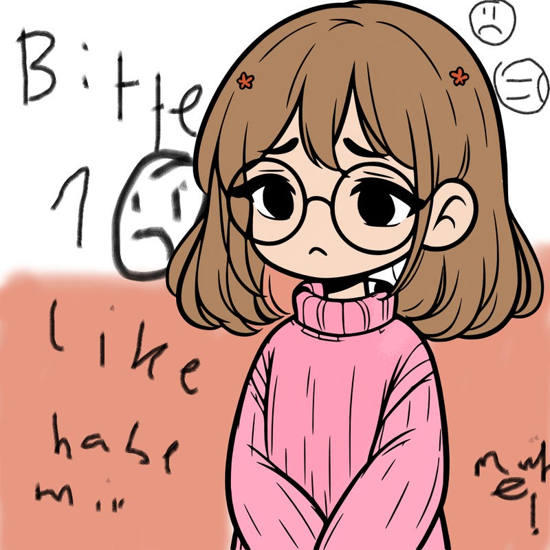 sad girl with glasses in a sweater