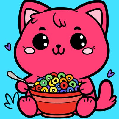 cute cat that is holding a bowl of cereal