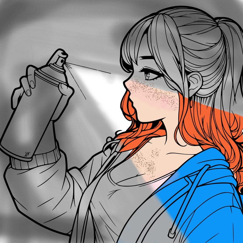 a realistic girl spray, painting