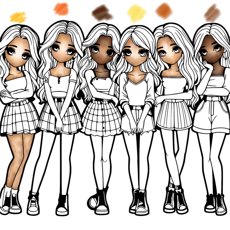 a group of girls realistic