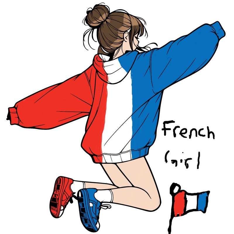 realistic girl jumping with a bun and oversized sweatshirt