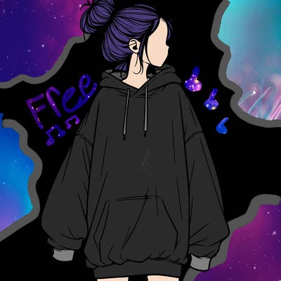 realistic girl with a oversized sweatshirt on and a bun