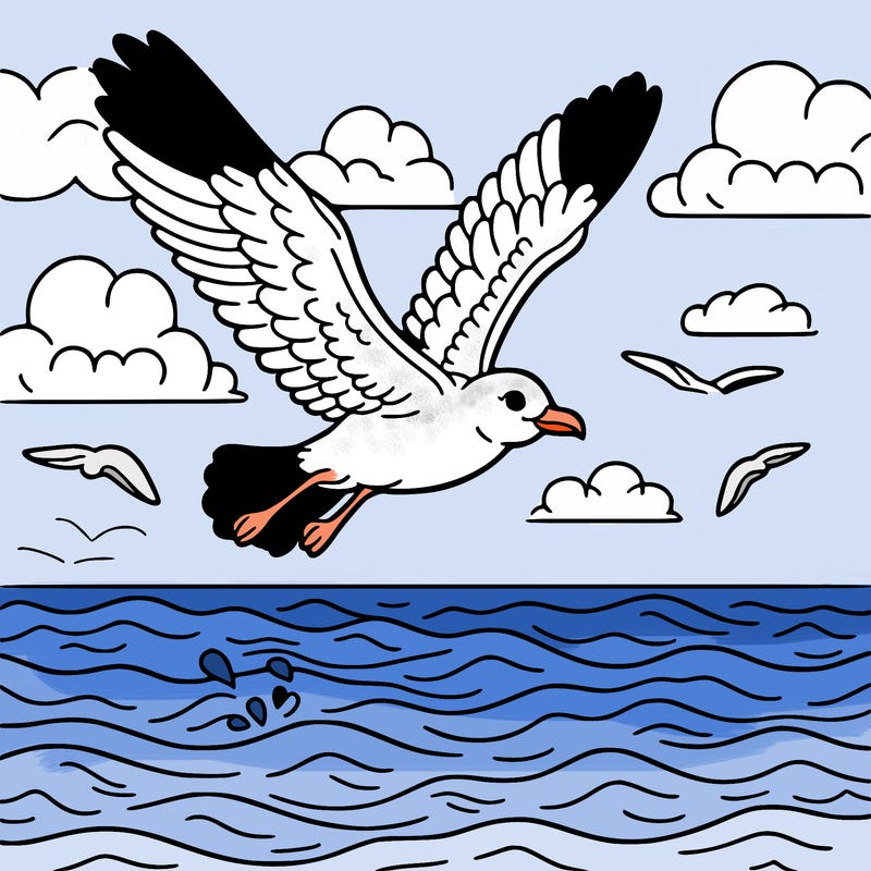 seagull flying above the water