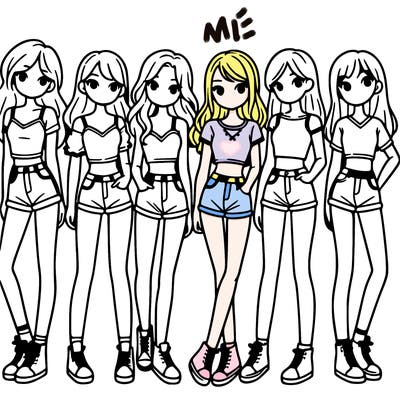 a group of girls wearing crop tops and shorts