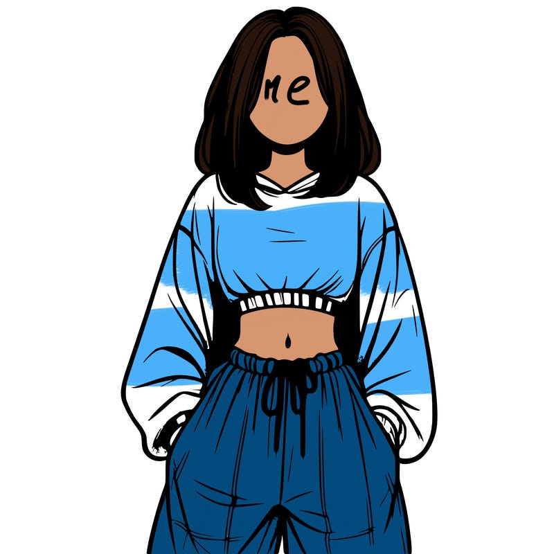 realistic girl faceless with baggy pants and a crop top