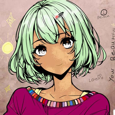 pretty realistic anime girl with short hair