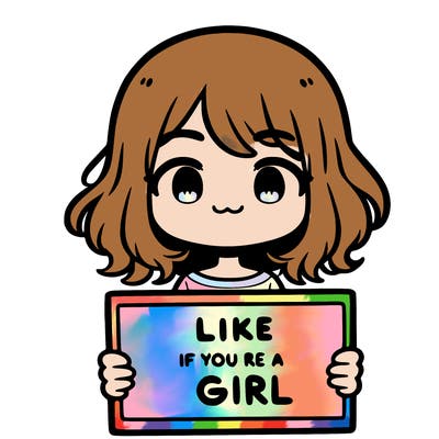 a cute girl holding a sign that says like if you’re a girl