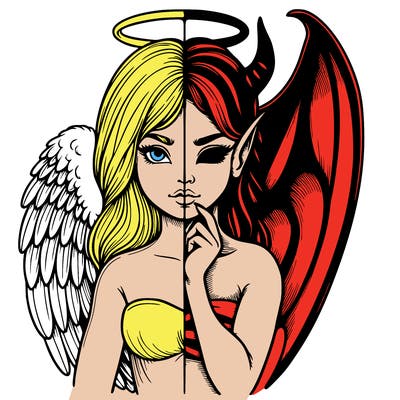 realistic angel half demon