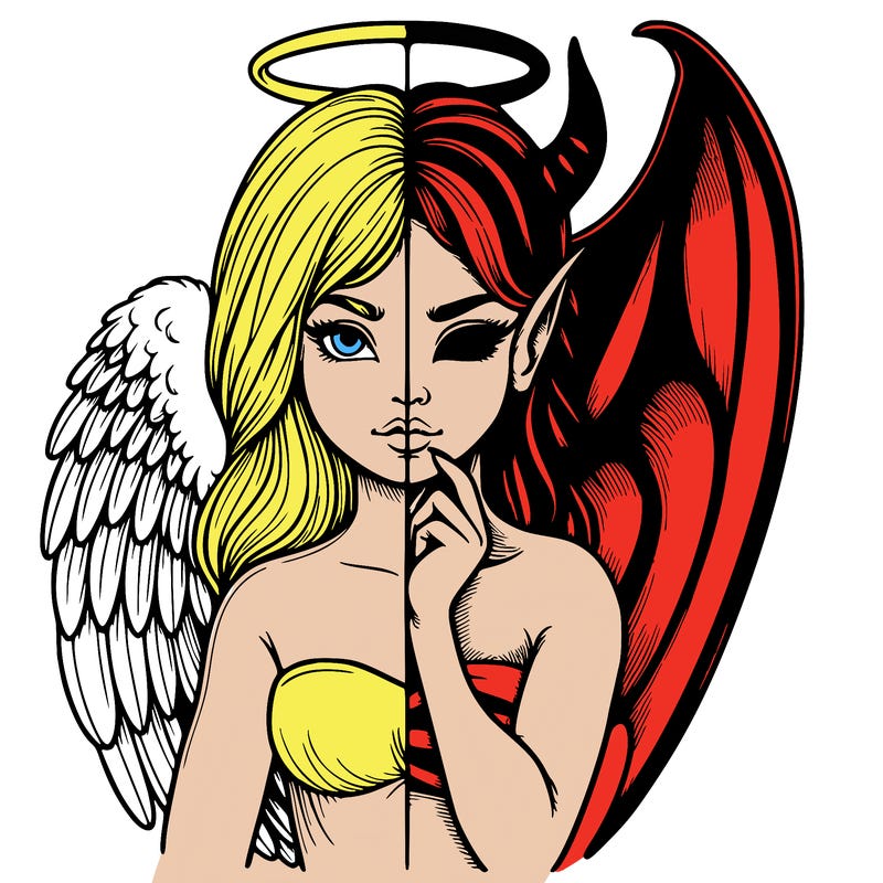 realistic angel half demon