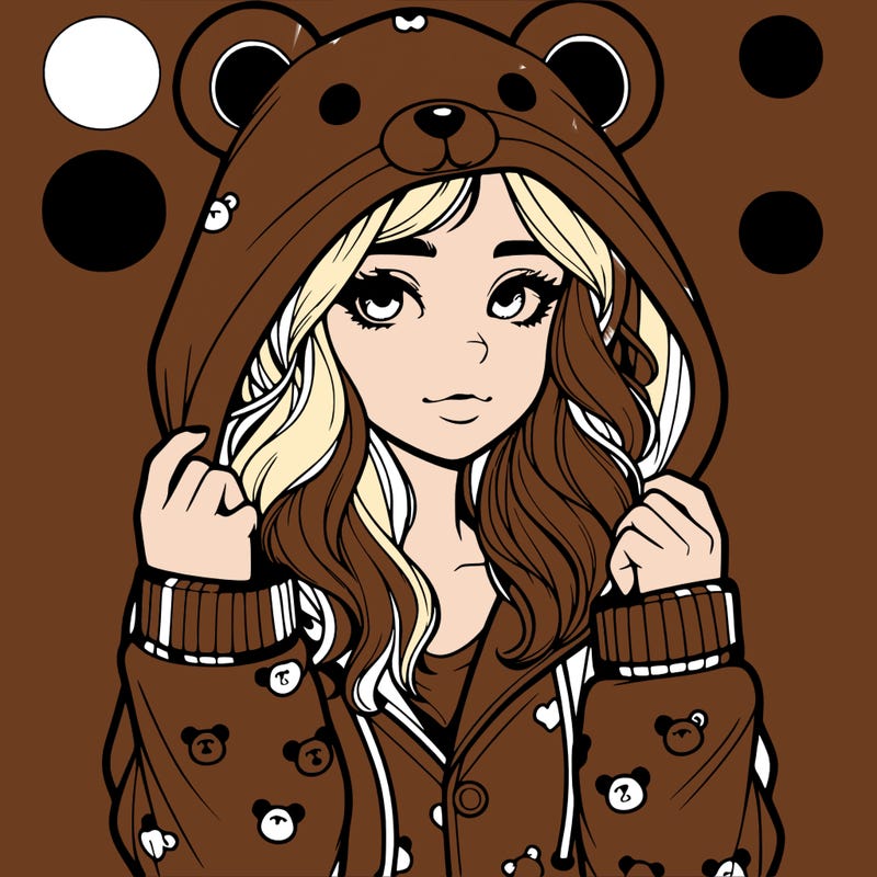 realistic girl in a animal pjs hoodie