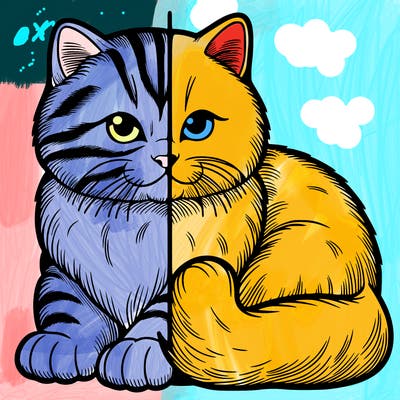 realistic split cat