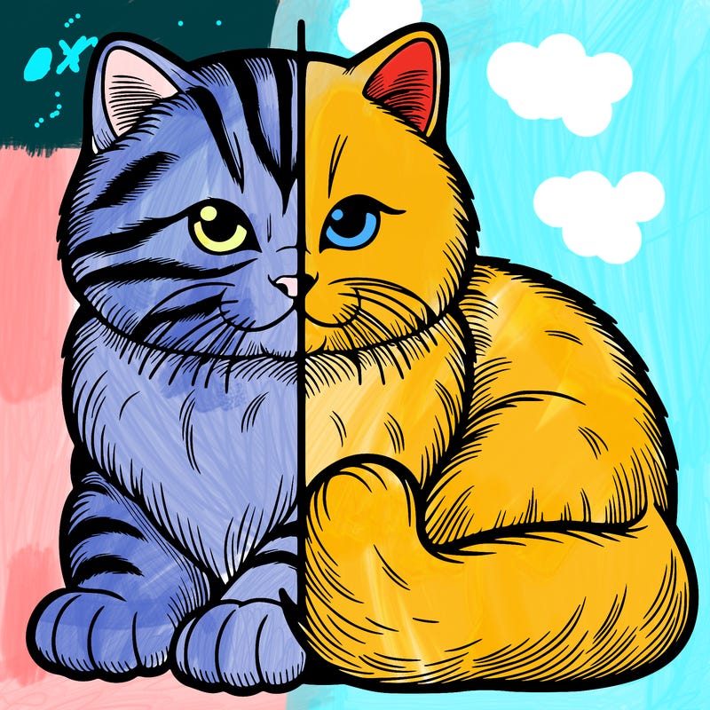 realistic split cat