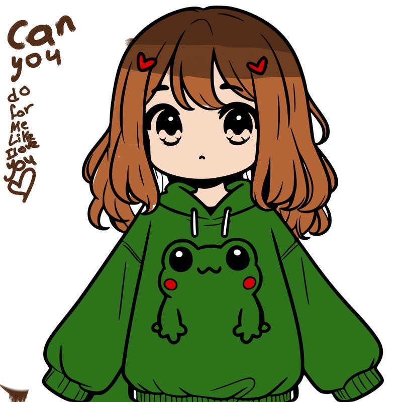 girl wearing frogging sweatshirt