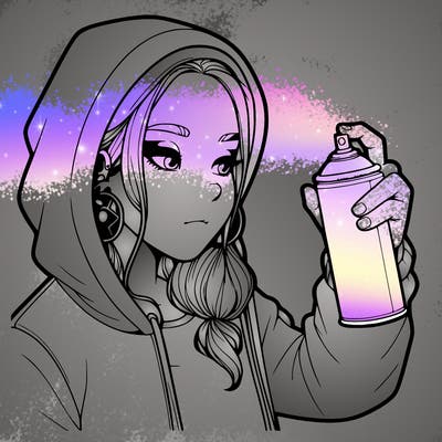 a realistic girl, spray painting