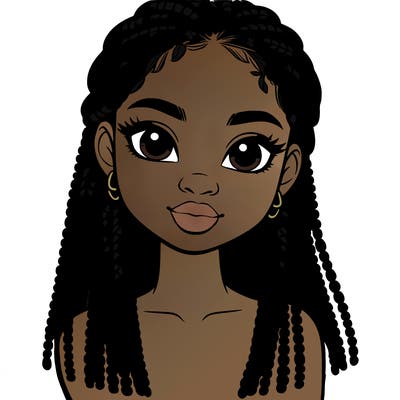 a realistic black girl with braids